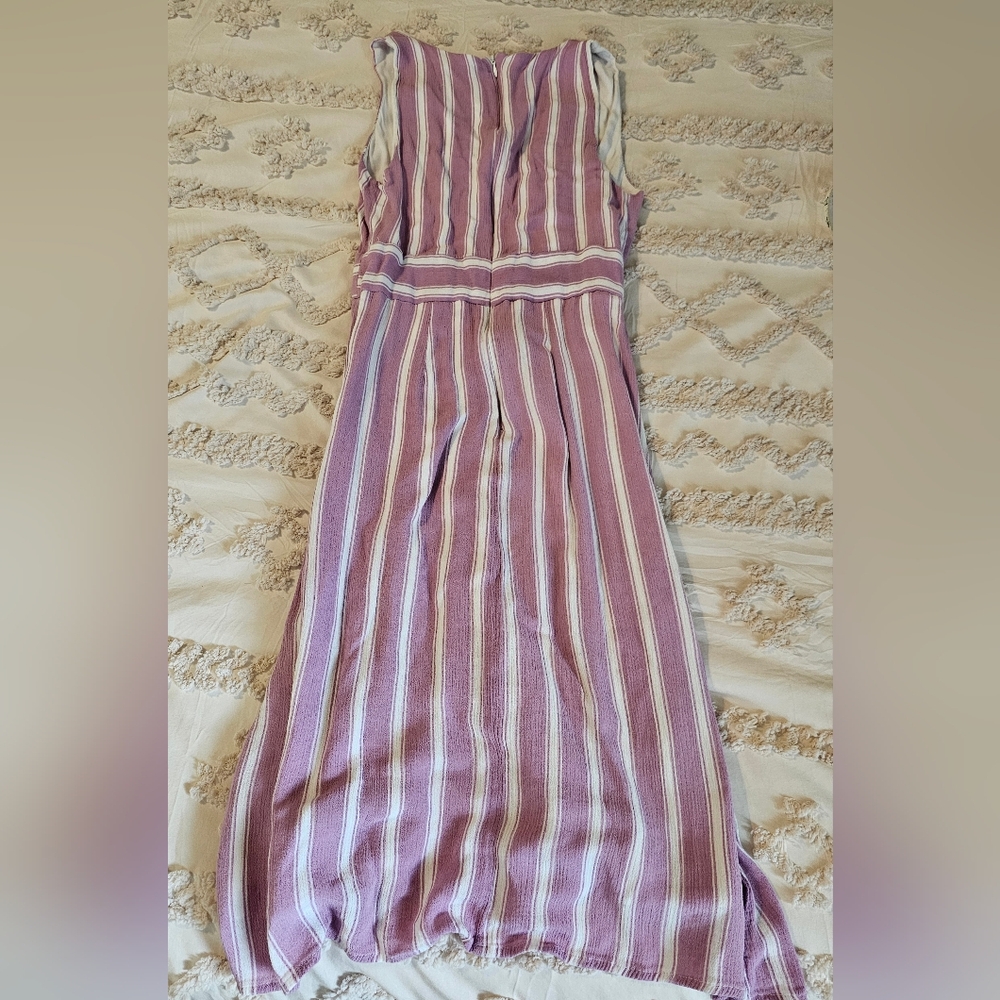Lulus Striped Button-Front Maxi Dress in Lavender/Pink and White - Picture 10 of 15
